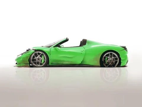 Broken car on white isolated Stock Illustration