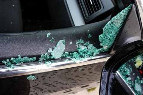 Broken car window Stock Photos