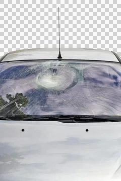 Broken Car Windshield isolated Stock Photos