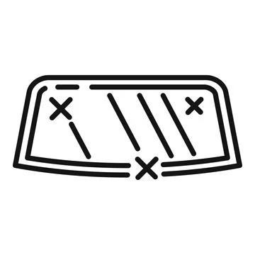 Broken car windshield showing cracks icon Stock Illustration