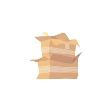 Broken cardboard, damaged paper boxes stack vector flat illustration, carto.. Stockillustratie
