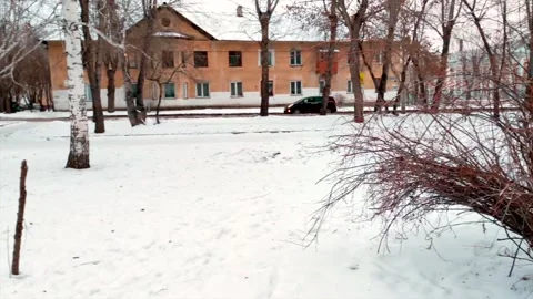Broken carousel in the winter on the street Stock Footage 228162385