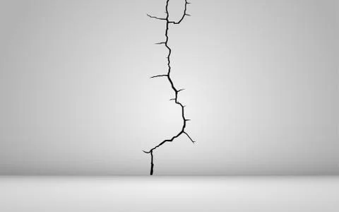 Broken on the cement wall on the white room Stock Illustration