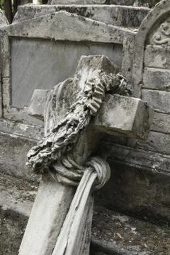 Broken cemetery cross Stock Photos