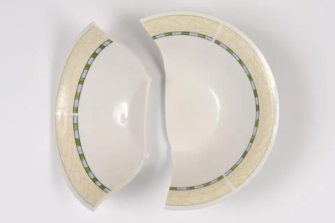 Broken Ceramic Bowl Top View Stock Photos