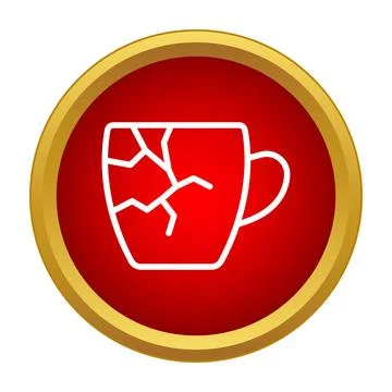 Broken ceramic cup with cracks on a red background Stock Illustration