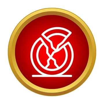 Broken ceramic plate icon in red gold circle Stock Illustration