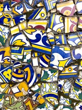 Broken ceramic tile mosaic pattern Foto stock