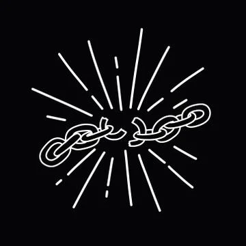 Broken chain doodle icon, vector illustration Illustrazione stock