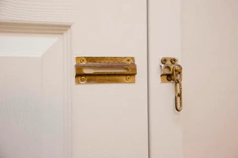 Broken chain on door Stock Photos