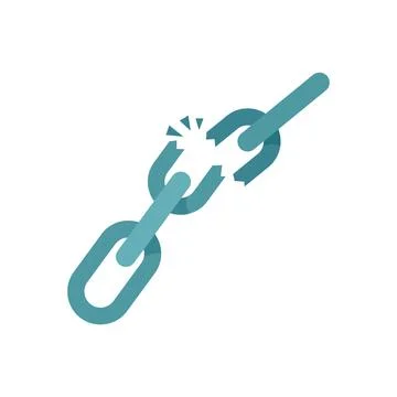 Broken chain icon flat isolated Stock Illustration
