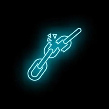 Broken chain icon glowing symbolizing freedom and liberation Stock Illustration