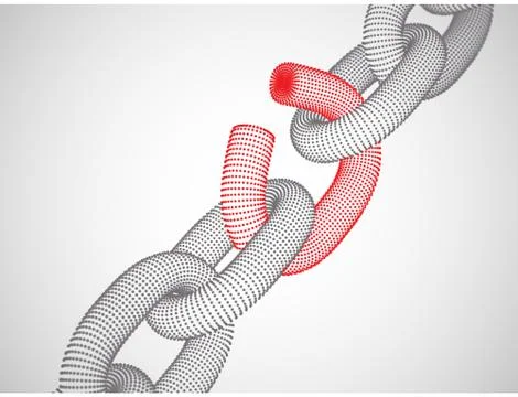 Broken chain link. The concept of data protection technology. Stock Illustration