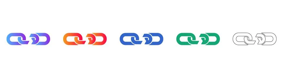 Broken Chain Link Connection Icons Set Stock Illustration