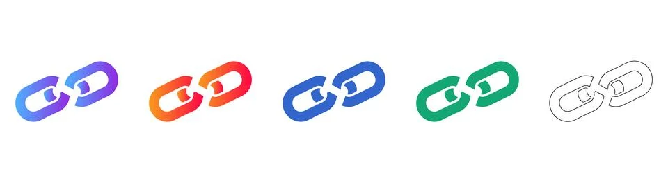 Broken Chain Link Connection Icons Illustrazione stock