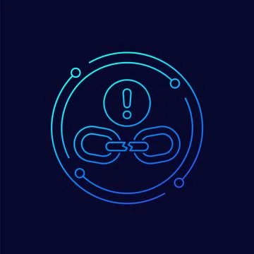 Broken chain link icon, linear design Stock Illustration