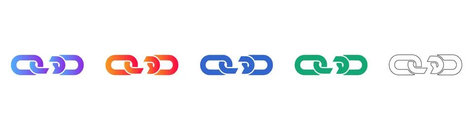 Broken Chain Link Icon Set for Security Stock Illustration