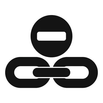 Broken chain link representing disconnection and missing part Stock Illustration