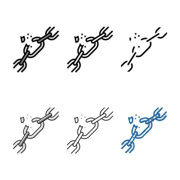 Broken chain link variants fracture color icon vector Illustrazione stock
