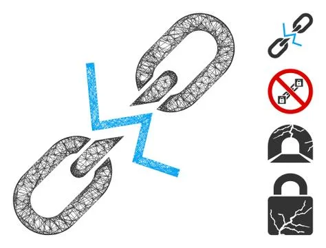 Broken Chain Link Web Vector Mesh Illustration 스톡 일러스트