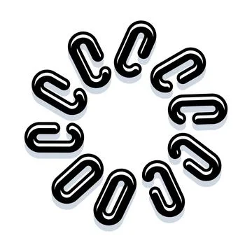 Broken chain links forming circular pattern of disconnection Illustrazione stock