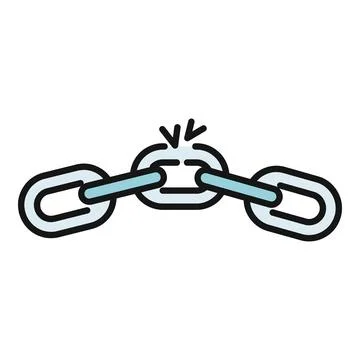 Broken chain showing a weak link snapping apart Stock Illustration