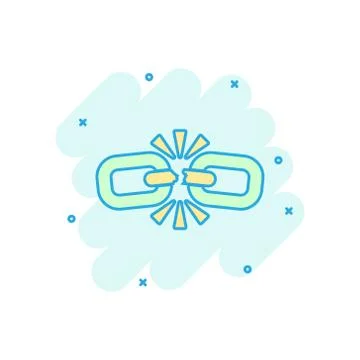 Broken chain sign icon in comic style. Disconnect link vector cartoon illustr 스톡 일러스트