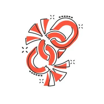 Broken chain sign icon in comic style. Disconnect link vector cartoon illustr 스톡 일러스트
