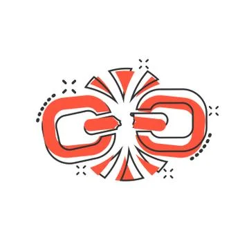 Broken chain sign icon in comic style. Disconnect link vector cartoon illustr 스톡 일러스트