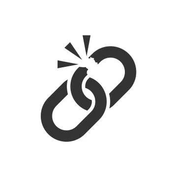 Broken chain sign icon in flat style. Disconnect link vector illustration on  스톡 일러스트