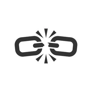 Broken chain sign icon in flat style. Disconnect link vector illustration on  스톡 일러스트