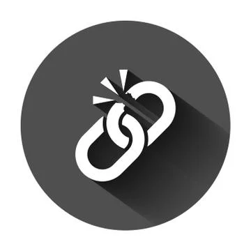 Broken chain sign icon in flat style. Disconnect link vector illustration on  스톡 일러스트