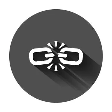 Broken chain sign icon in flat style. Disconnect link vector illustration on  스톡 일러스트