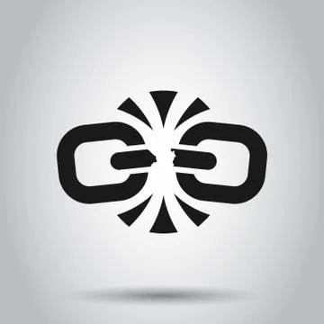 Broken chain sign icon in flat style. Disconnect link vector illustration on  스톡 일러스트