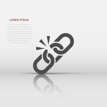 Broken chain sign icon in flat style. Disconnect link vector illustration o.. 스톡 일러스트