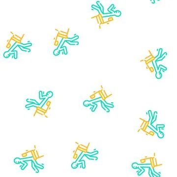 Broken chair man accident vector seamless pattern Stock Illustration