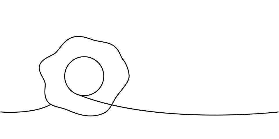 Broken chicken egg one line continuous drawing. Organic farm product. Vector Stock Illustration