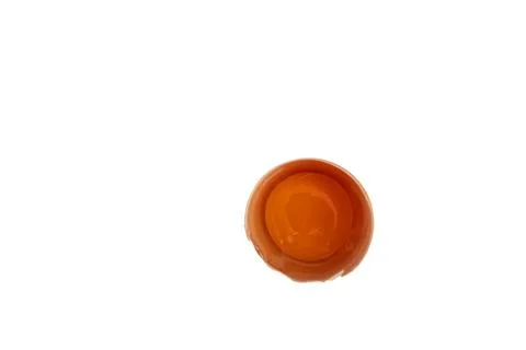 Broken chicken egg on a white background. Stock Photos