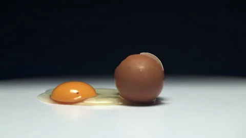 Broken chicken eggs on black background Stock Footage 162311294