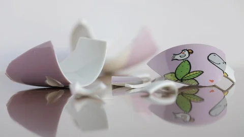 Broken child drawing style cup and pieces Stock Footage 117535366