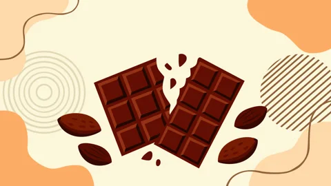 Broken Chocolate Bar with Cocoa Beans and Sweet Dessert Concept Background Vídeos de archivo 336470816