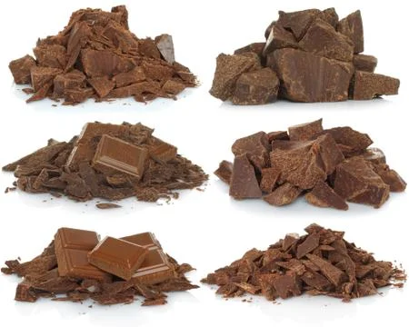 Broken chocolate bar set . Stock Photos