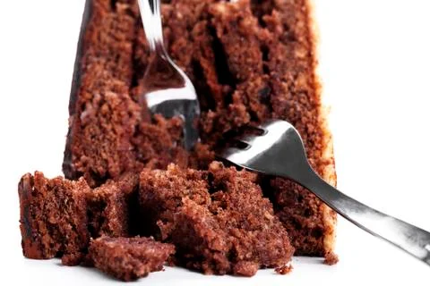 Broken chocolate cake Stock Photos