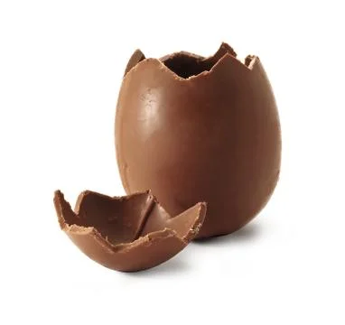 Broken chocolate easter egg Stock Photos