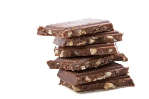 Broken chocolate  isolated Stock Photos