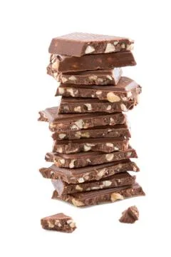Broken chocolate isolated Stock Photos