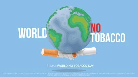 Broken cigarette bellow earth. world no tobacco day vector clean concept Stock Illustration