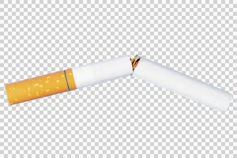 Broken cigarette representing smoking cessation and quitting tobacco addictio Stock Photos