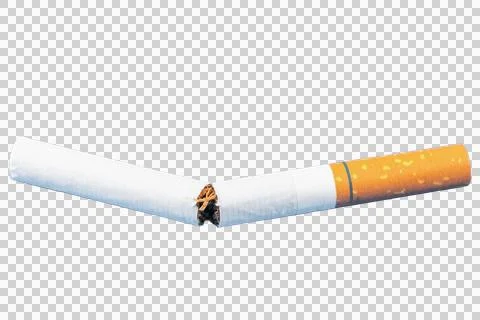 Broken cigarette representing smoking cessation and quitting tobacco addictio Stock Photos