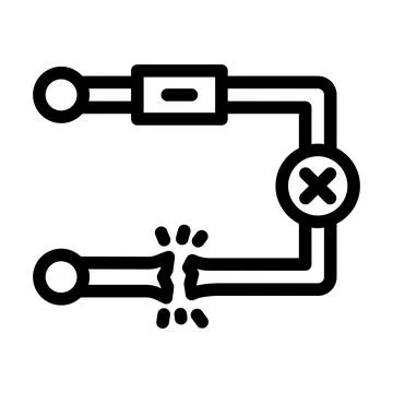 Broken circuit path icon line icon vector illustration Stock Illustration